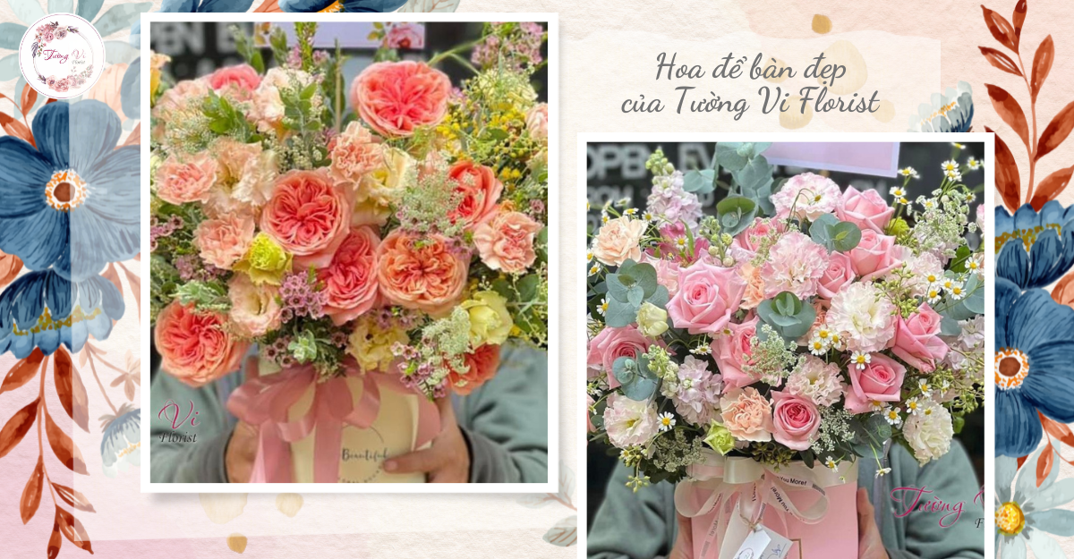 Hoa để bàn đẹp của tường vi florist