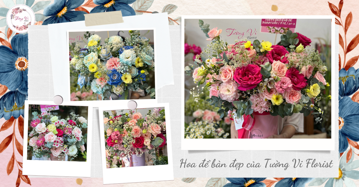 Hoa để bàn đẹp của tường vi florist