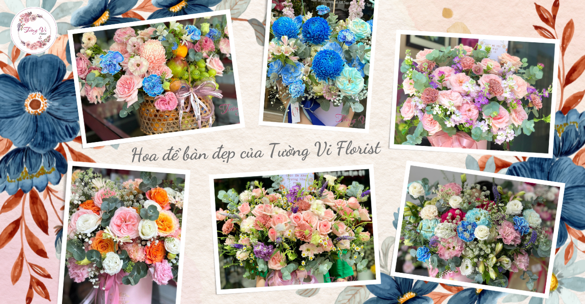 Hoa để bàn đẹp của tường vi florist